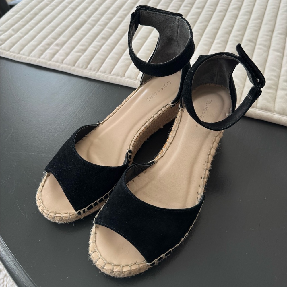 Black Espadrille Ankle-Strap Wedges - Women